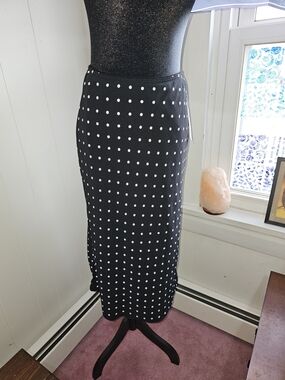Aeropostale Black Pencil Skirt with White Polka Dots